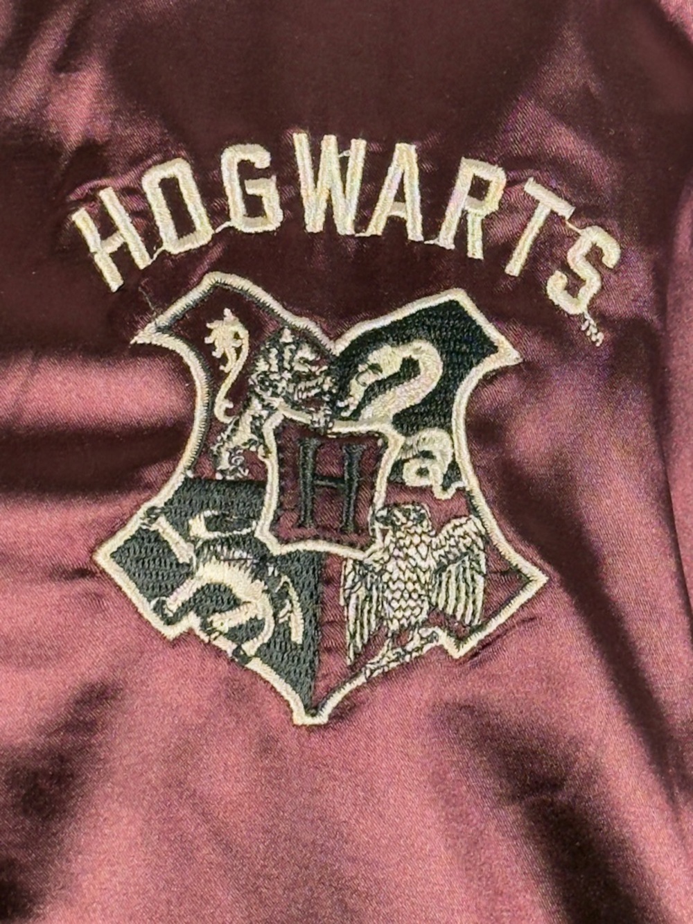 Harry Potter Hogwarts Satin Purple and Black Varsity Jacket Size L - Picture 6 of 8